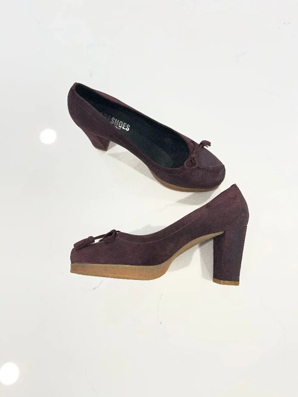 NARA SHOES Plump Suede Pumps Capital Platform Heels Italy 38 US 8.5